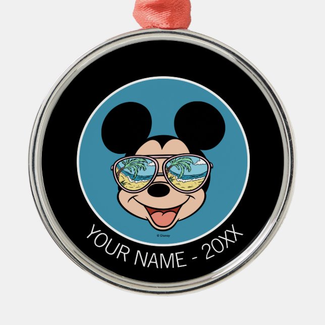 Mickey | Mickey Tropical Sunglasses Add Your Name Metal Ornament (Front)