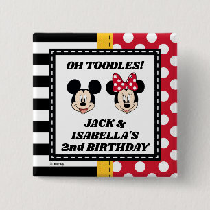 Mickey & Minnie Birthday 2 Inch Square Button