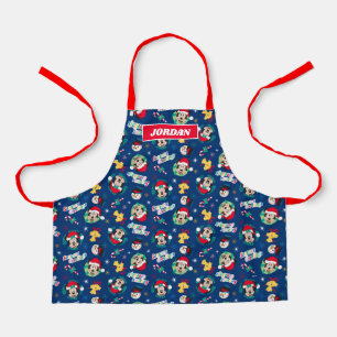 Mickey & Minnie   Blue Season's Greetings Pattern Apron