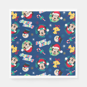 Mickey & Minnie Blue Season's Greetings Pattern Napkin