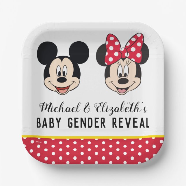 Mickey & Minnie | Boy or Girl - Gender Reveal Paper Plate (Front)