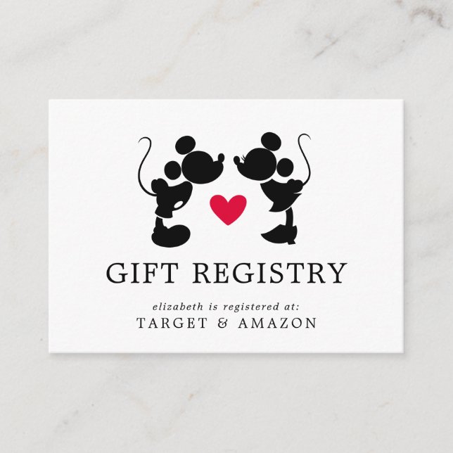 Mickey & Minnie Bridal Shower Gift Registry Enclosure Card (Front)