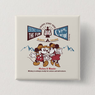 Mickey & Minnie   Bring on the Fun 2 Inch Square Button