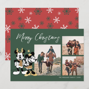 Mickey & Minnie Christmas Family 3 Photo Collage Invitation