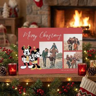 Mickey & Minnie Christmas Family 3 Photo Collage Invitation