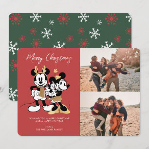 Mickey & Minnie Christmas Family Photo Collage Invitation