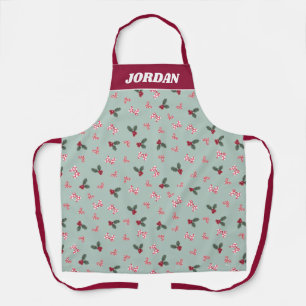 Mickey & Minnie   Christmas Holly Pattern Apron