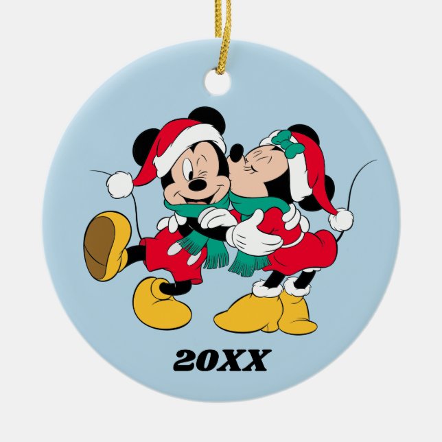 Mickey & Minnie | Christmas Kisses Ceramic Ornament (Front)