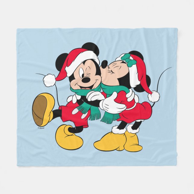 Mickey & Minnie | Christmas Kisses Fleece Blanket (Front (Horizontal))