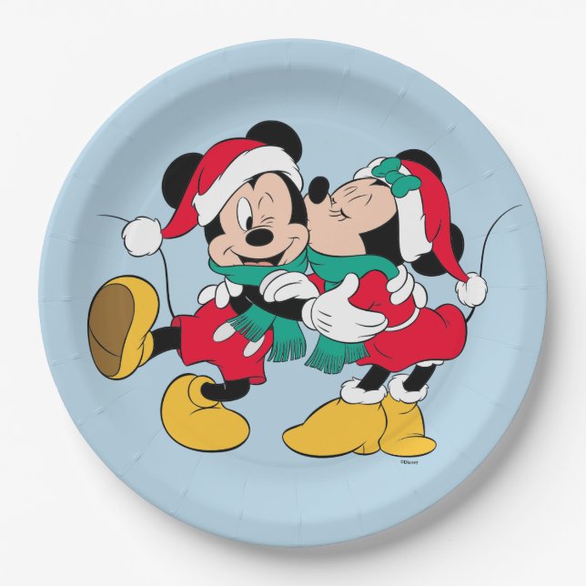 Mickey & Minnie | Christmas Kisses Paper Plate (Front)