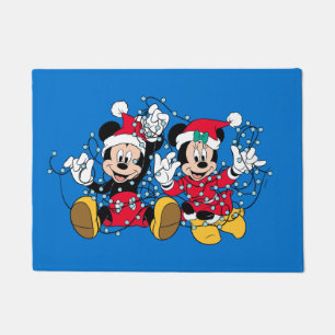 Mickey & Minnie Christmas Lights Doormat