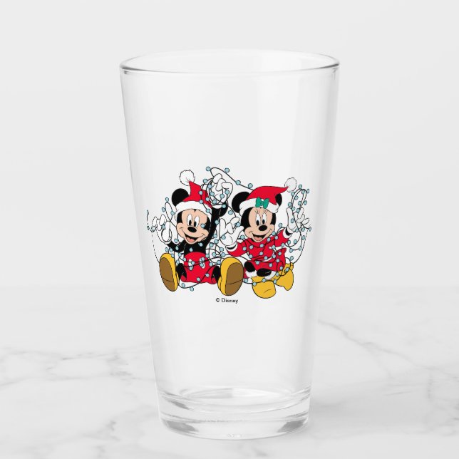 Mickey & Minnie |Christmas Lights Glass (Front)