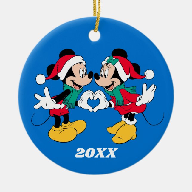 Mickey & Minnie | Christmas Love Ceramic Ornament (Front)