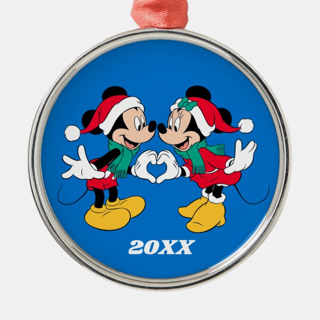 Mickey & Minnie | Christmas Love Metal Ornament (Front)