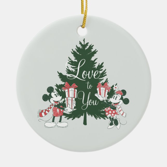 Mickey & Minnie | Christmas Love to You Ceramic Ornament (Front)