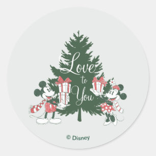 Mickey & Minnie   Christmas Love to You Classic Round Sticker