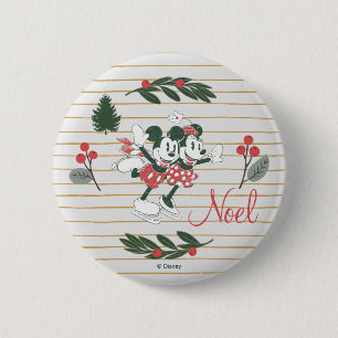 Mickey & Minnie   Christmas Skating Noel 2 Inch Round Button