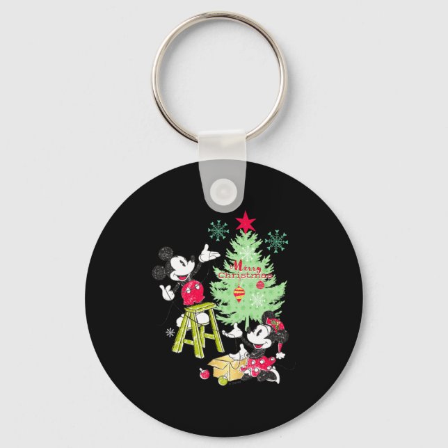 Mickey Minnie Clic Christmas Tree  Keychain (Front)