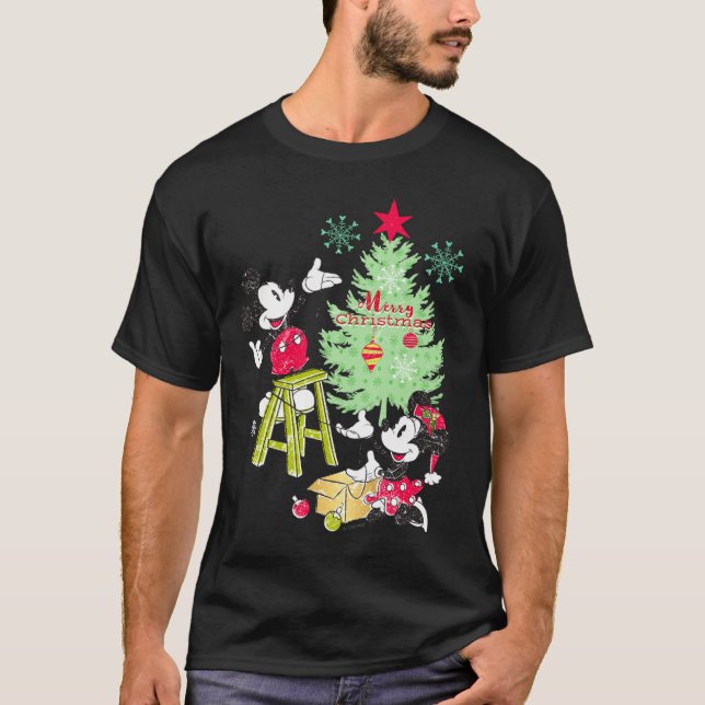 Mickey Minnie Clic Christmas Tree  T-Shirt (Front)