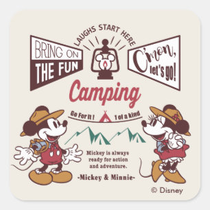 Mickey & Minnie   C'mon Let's Go! Square Sticker