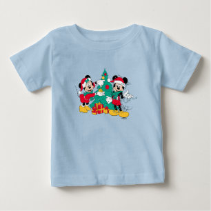Mickey & Minnie Decorate the Christmas Tree Baby T-Shirt