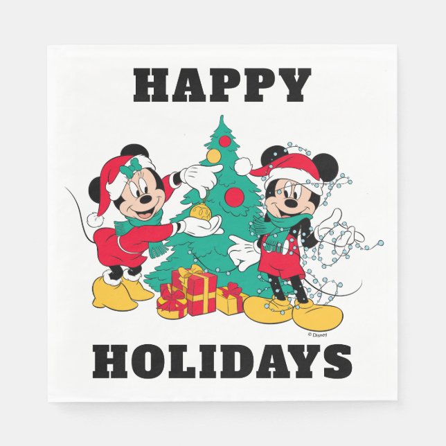 Mickey & Minnie | Decorate the Christmas Tree Napkin (Front)