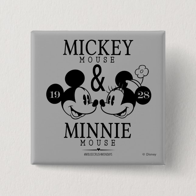 Mickey & Minnie | Est. 1928 2 Inch Square Button (Front)