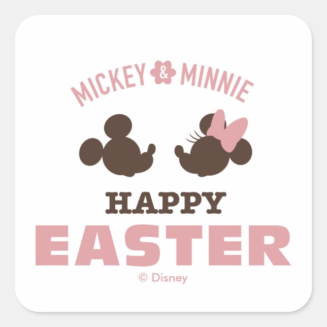 Mickey & Minnie | Happy Easter Square Sticker (Front)