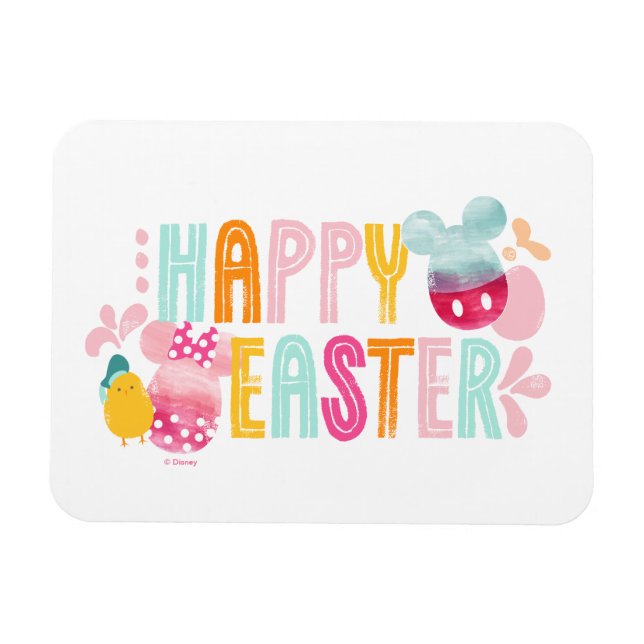 Mickey & Minnie | Happy Easter Watercolor Graphic Magnet (Horizontal)