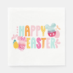Mickey & Minnie Happy Easter Watercolor Graphic Napkin