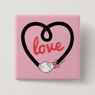 Mickey & Minnie   Heart Love 2 Inch Square Button