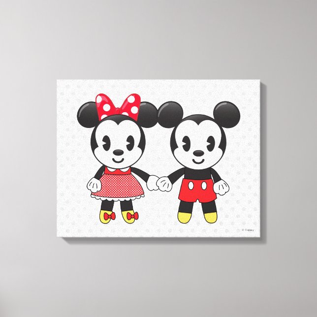Mickey & Minnie Holding Hands Emoji 4 Canvas Print (Front)