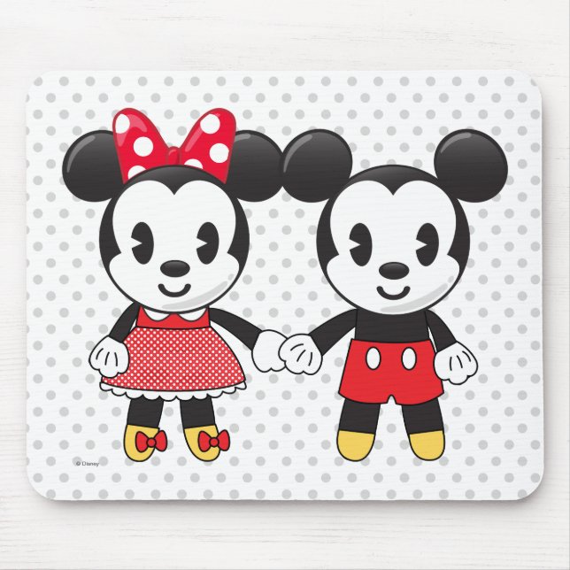 Mickey & Minnie Holding Hands Emoji Mouse Pad (Front)