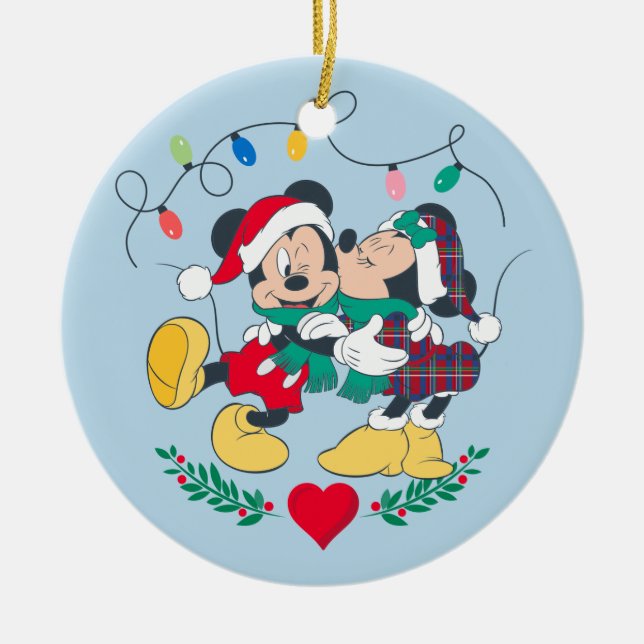 Mickey & Minnie | Holiday Kisses Ceramic Ornament (Front)