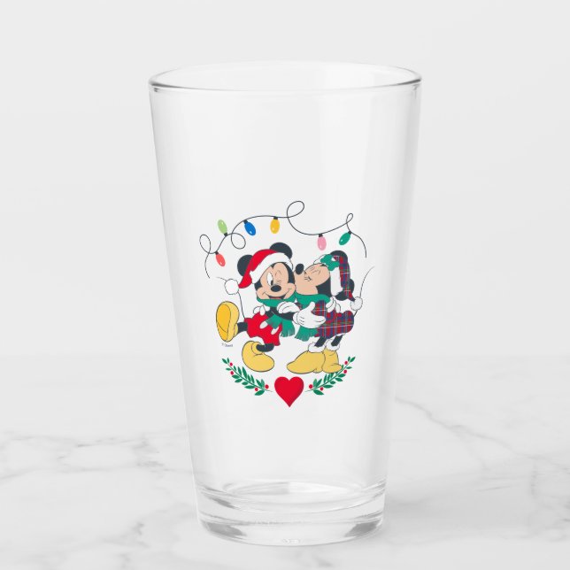 Mickey & Minnie | Holiday Kisses Glass (Front)