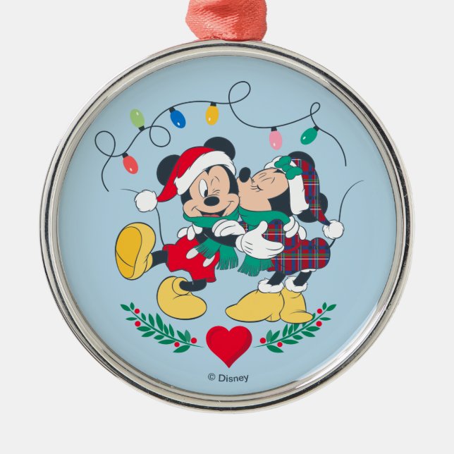 Mickey & Minnie | Holiday Kisses Metal Ornament (Front)