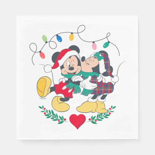 Mickey & Minnie | Holiday Kisses Napkin (Front)