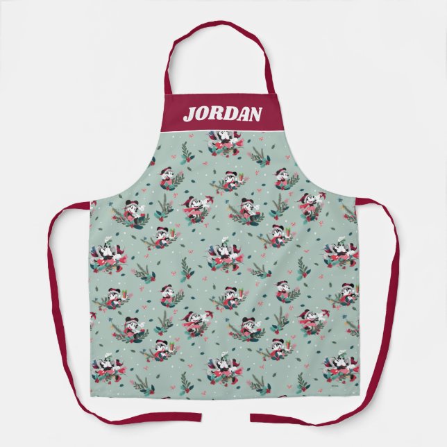 Mickey & Minnie | Holiday Kisses Pattern Apron (Front)