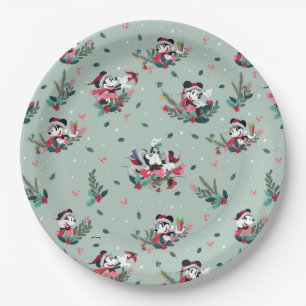 Mickey & Minnie Holiday Kisses Pattern Paper Plate