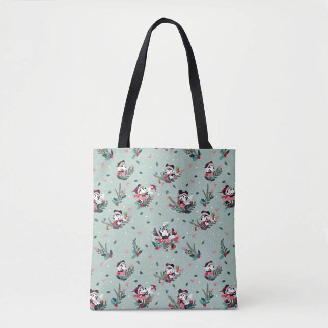 Mickey & Minnie | Holiday Kisses Pattern Tote Bag (Front)