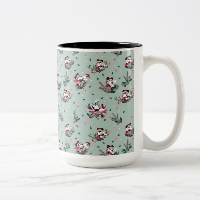 Mickey & Minnie | Holiday Kisses Pattern Two-Tone Coffee Mug (Right)