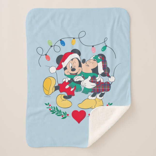 Mickey & Minnie | Holiday Kisses Sherpa Blanket (Front)