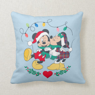 Mickey & Minnie   Holiday Kisses Throw Pillow