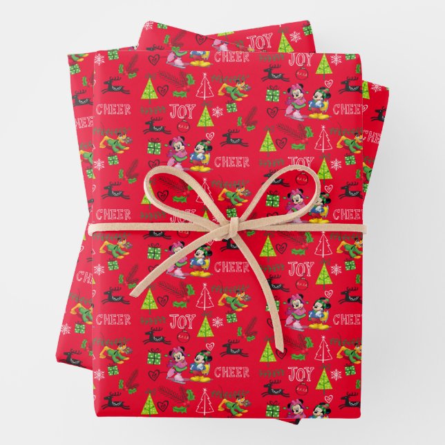 Mickey & Minnie Ice Skating Wrapping Paper Sheet (In situ)