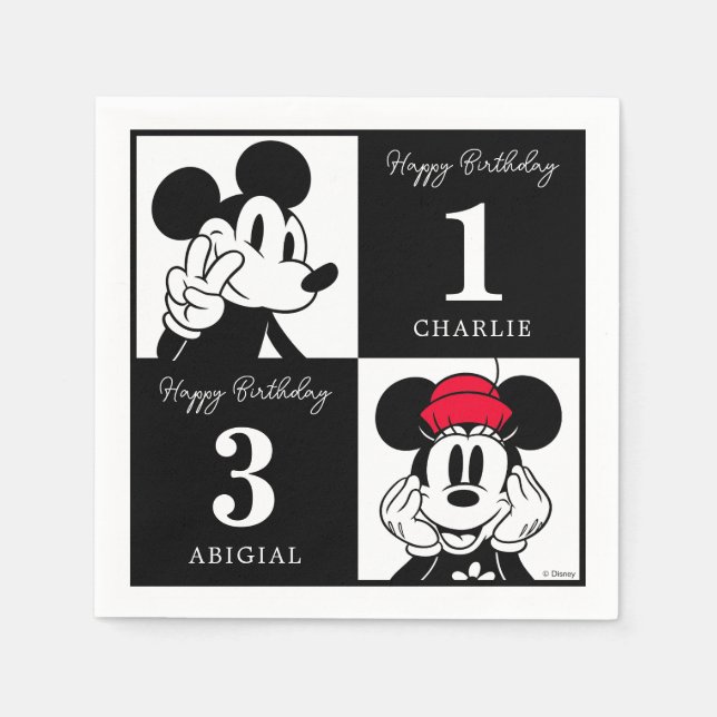 Mickey & Minnie Kids Joint Birthday Napkin (Front)