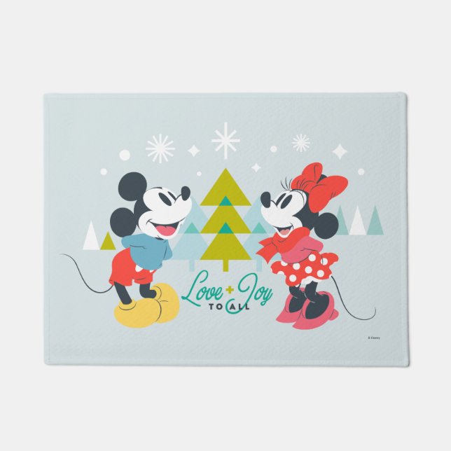 Mickey & Minnie |  Love & Joy To All Doormat (Front)