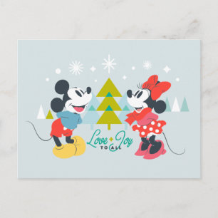 Mickey & Minnie    Love & Joy To All Postcard