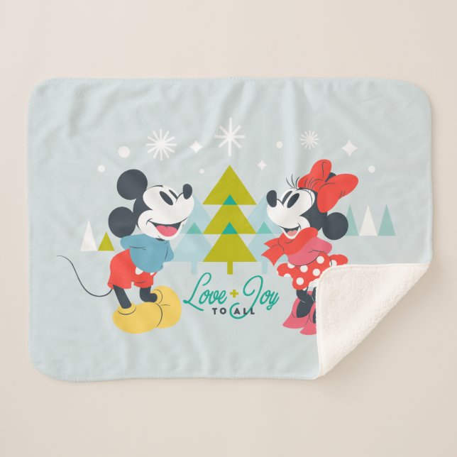 Mickey & Minnie |  Love & Joy To All Sherpa Blanket (Front (Horizontal))
