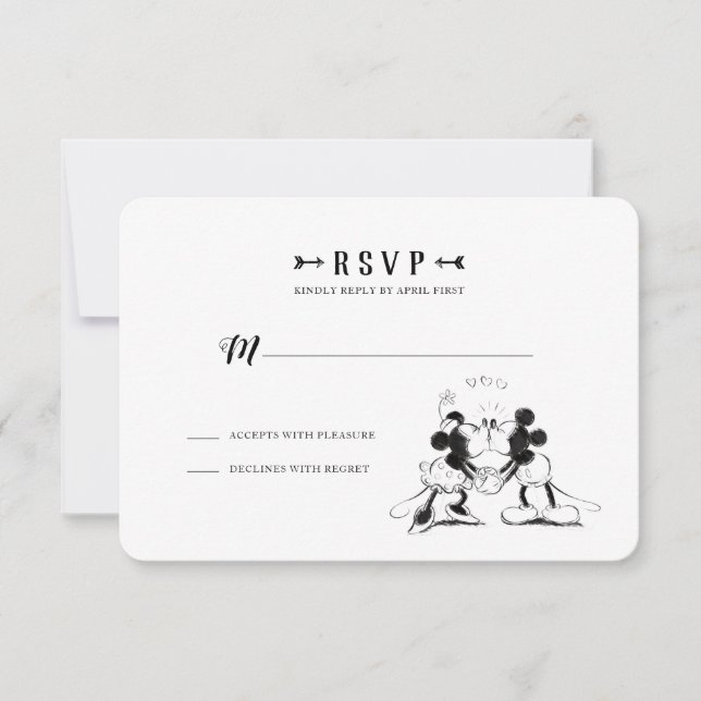 Mickey & Minnie | Mariage Confetti Rose - RSVP (Devant)