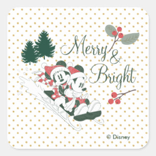 Mickey & Minnie   Merry & Bright Square Sticker